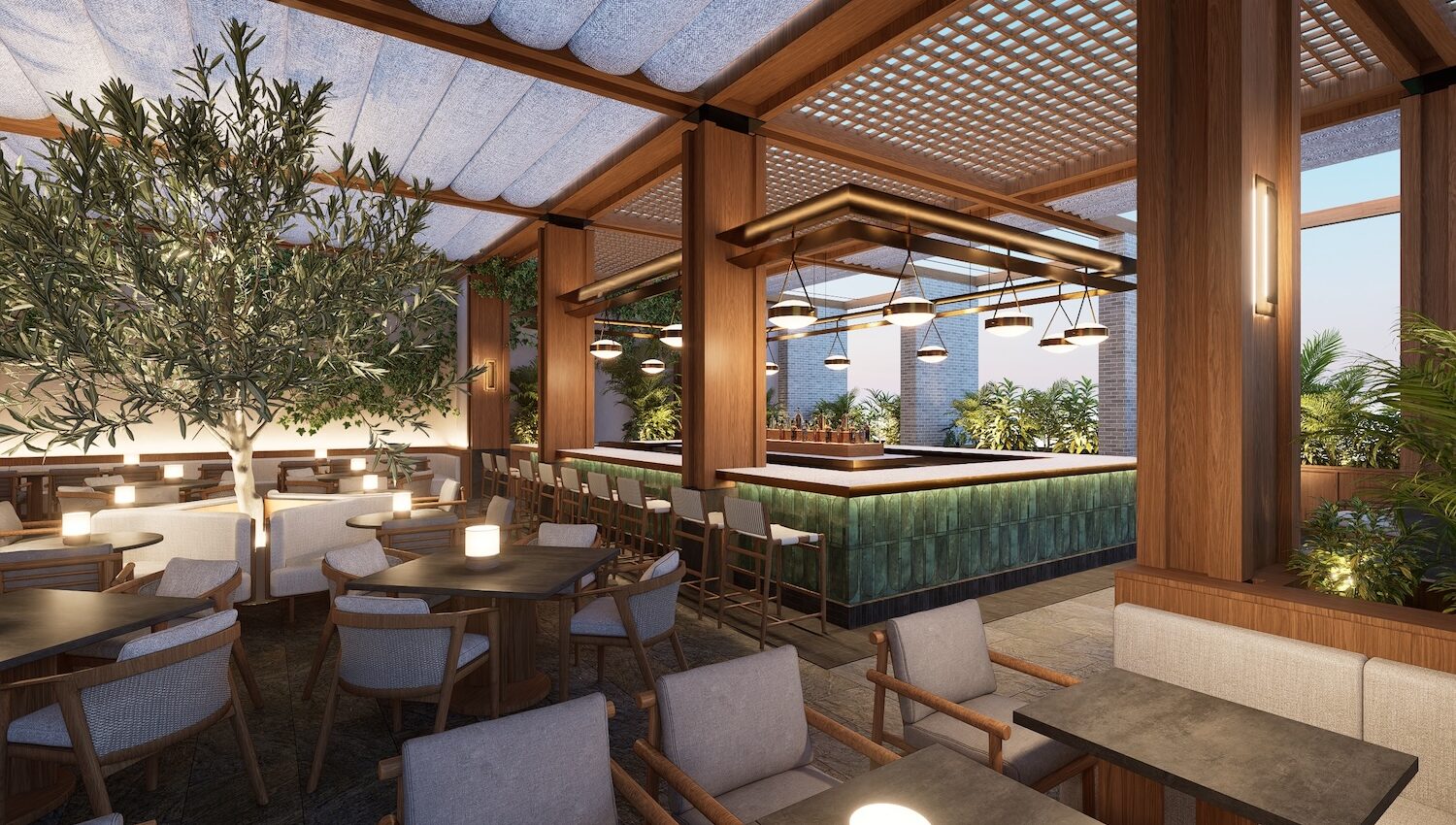 Rooftop Lounge at Pendry Residences Mexico City.
